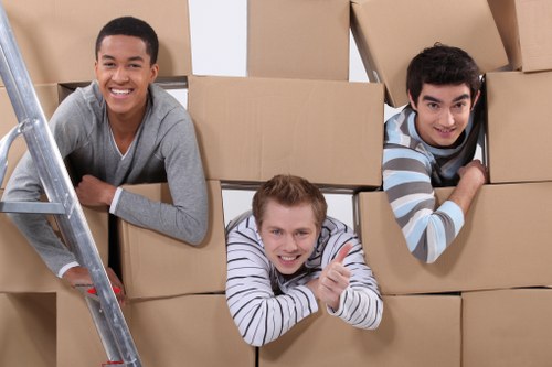 Packed boxes and furniture prepared for a local Soho flat relocation