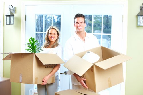 Central London flat removal with boxes and furniture ready for transport